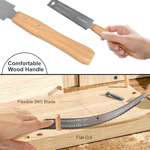 Frocopo Hand Saw Woodworking Tools, 6-Inch Pull Saw, Flexible Double-Edge Blade 17/11 TPI, Japanese Flush Cut for DIY Craft, Non-Slip Wood Handle, Sharp & Lightweight for Woodworking and Garden Trim - Image 4