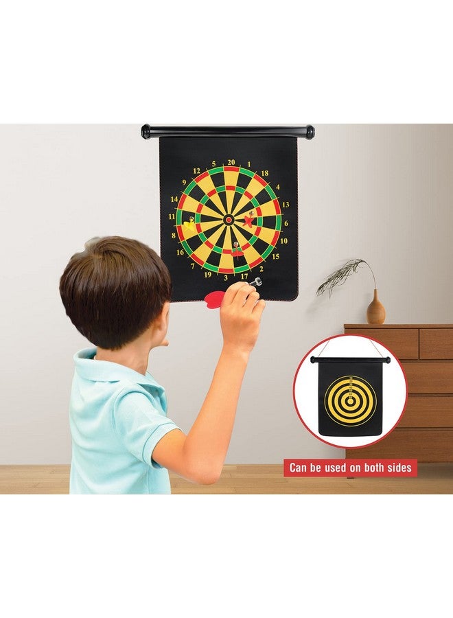 Hamleys Double Sided Magnetic Dart Board Game with 6 Magnetic Darts | Indoor Outdoor Rollup Kids Dart Board, Black, 3Y+ - Image 2