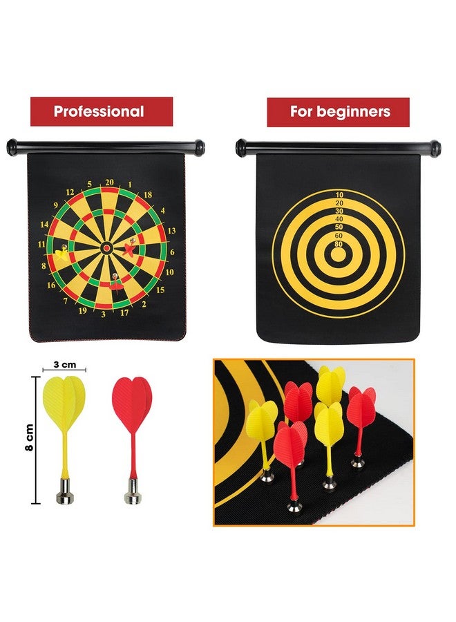 Hamleys Double Sided Magnetic Dart Board Game with 6 Magnetic Darts | Indoor Outdoor Rollup Kids Dart Board, Black, 3Y+ - Image 5