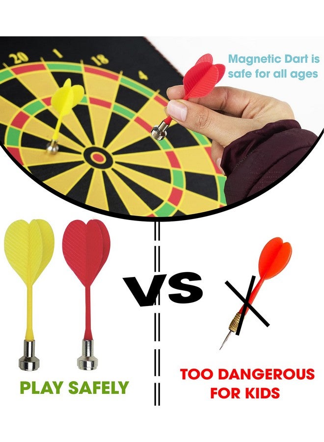 Hamleys Double Sided Magnetic Dart Board Game with 6 Magnetic Darts | Indoor Outdoor Rollup Kids Dart Board, Black, 3Y+ - Image 4