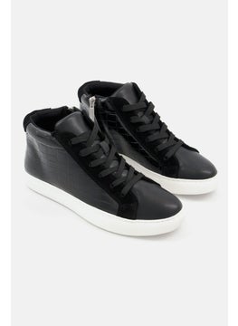 Kenneth Cole Women High Top Athletic Lace Up Casual Shoes, Black/White  - Image 1
