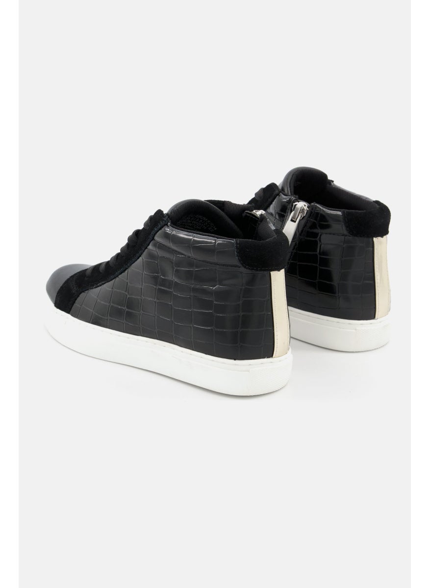 Kenneth Cole Women High Top Athletic Lace Up Casual Shoes, Black/White  - Image 2