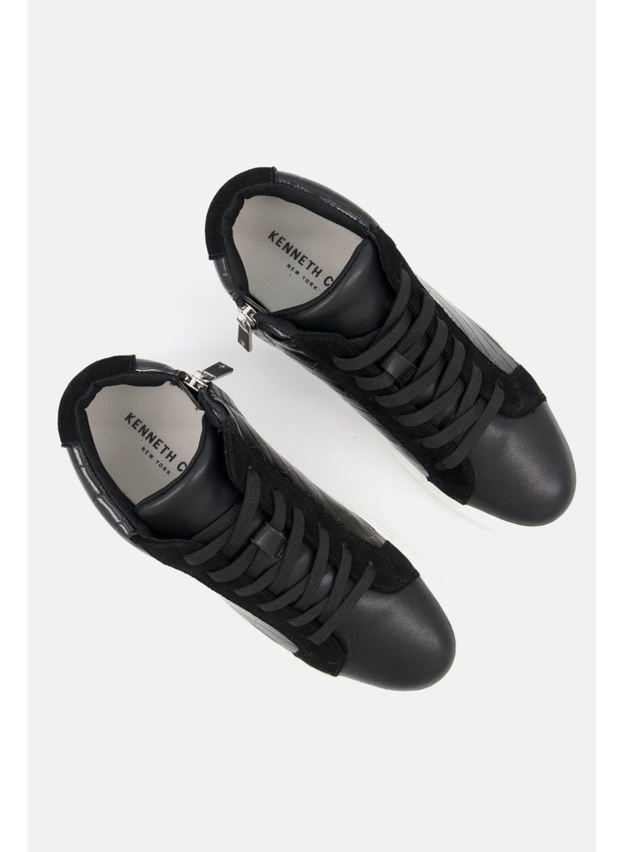 Kenneth Cole Women High Top Athletic Lace Up Casual Shoes, Black/White  - Image 4