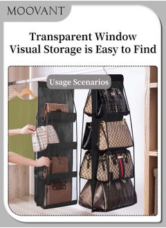 Moovant 2 Pieces Handbag Hanging Organizer, Hanging Storage Bags for Women, Foldable Oxford Cloth Hanging Purse Organizer, Handbag Storage Hanger, Closet Organizer, for Family Closet Bedroom, Black/Grey  - Image 4