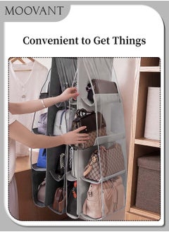 Moovant 2 Pieces Handbag Hanging Organizer, Hanging Storage Bags for Women, Foldable Oxford Cloth Hanging Purse Organizer, Handbag Storage Hanger, Closet Organizer, for Family Closet Bedroom, Black/Grey  - Image 5