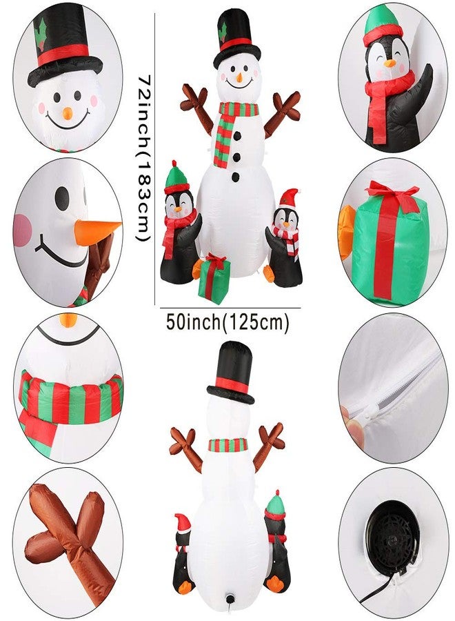 OurWarm 6ft Christmas Inflatables Christmas Decorations Outdoor, Inflatable Snowman Penguin Blow Up Yard Decorations with Rotating LED Lights for Indoor Outdoor Christmas Decorations Yard Garden Decor - Image 2