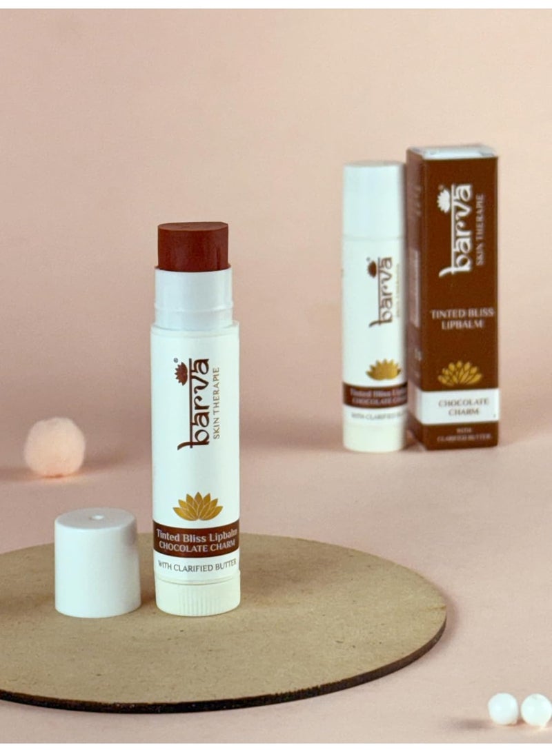 Barva Tinted Bliss Lip Balm | Enriched with Clarified Butter (Ghee) | Nourishing & Long-Lasting Moisture | Soft Tint Finish | 5g (Chocolate Charm) - Image 4