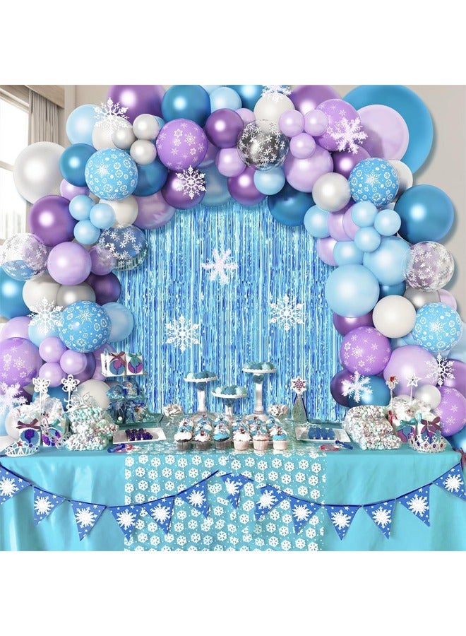 148Pcs Snowflake Balloon Garland Arch Kit,Snowflake Balloons Set for Winter Wonderland, Holiday, Baby Shower, Snow Princess Birthday Party Decorations - Image 2