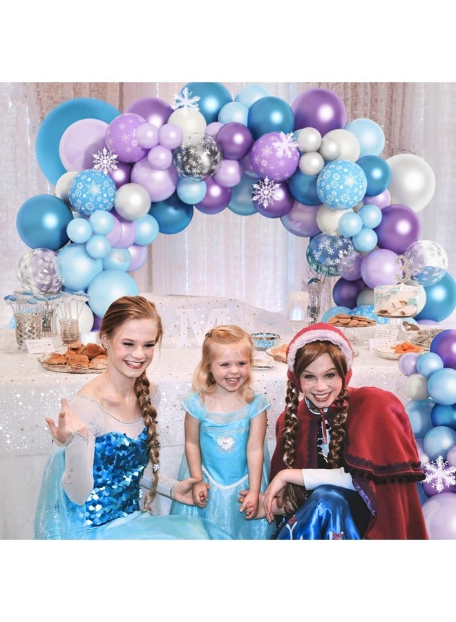 148Pcs Snowflake Balloon Garland Arch Kit,Snowflake Balloons Set for Winter Wonderland, Holiday, Baby Shower, Snow Princess Birthday Party Decorations - Image 1