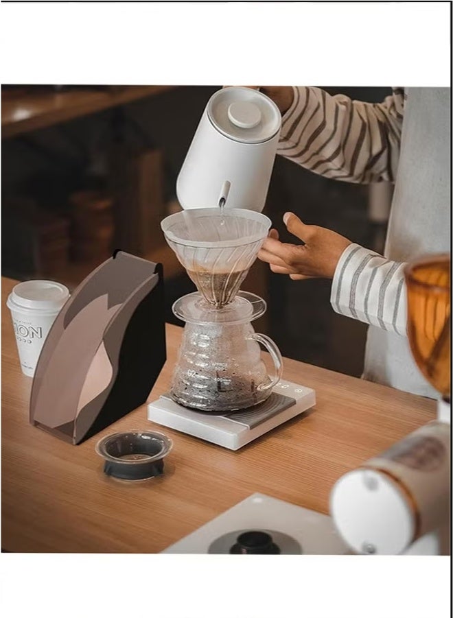 Coffee Filter Holder, 1 Pack Coffee Filter Paper Holder Cone Coffee Filter Paper Holder with Dustproof Cover, Storage Capacity of 100pcs Coffee Filter Paper (Black) - Image 5