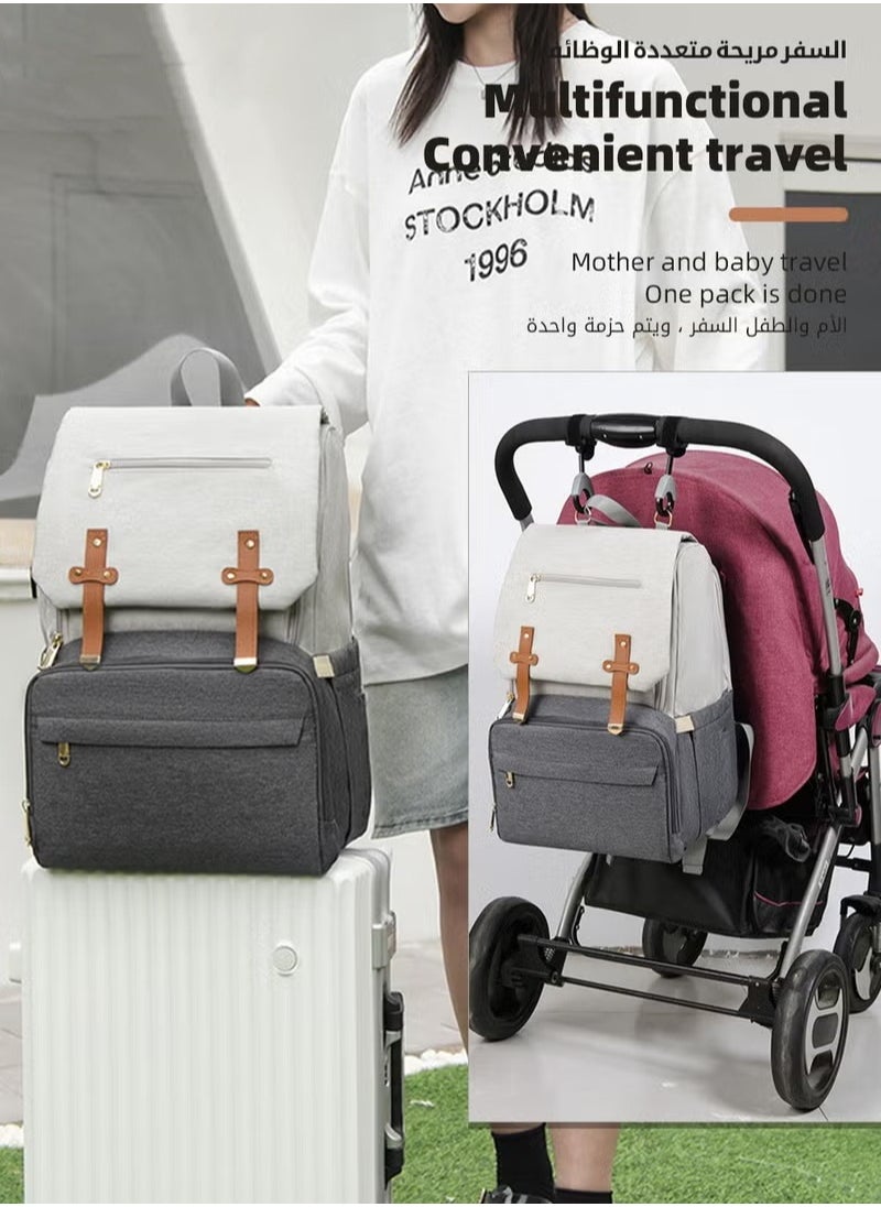 MIXDE Large Baby Diaper Bag, Multifunctional Diapers Changing Backpacks, Waterproof  Nappy/Nursing Bags, Fashion Mommy Backpack with Portable Change Mat and USB Charge Port, for Newborn Mother/Father  - Image 2