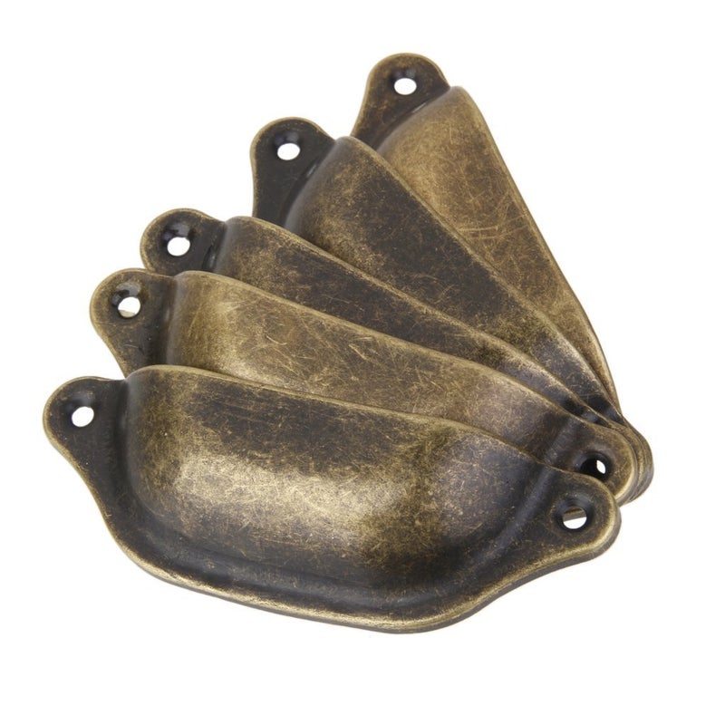 Bolt 10Pcs Antique Brass Door Cabinet Knob Wardrobe Drawer Shell Pull Handle Brown - Image 5