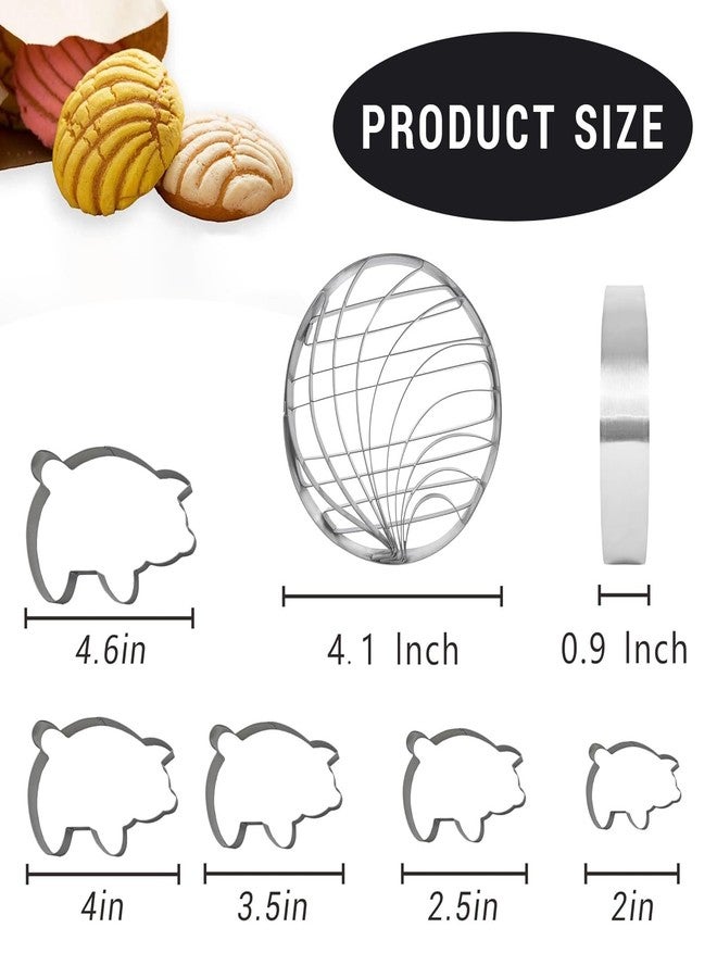 Qiyuda Concha Cutter Bread Mold 4.1in and 5Pcs Pig Cookie Cutter Mexican, Molde Para Conchas de Pan Mexicano - Image 2