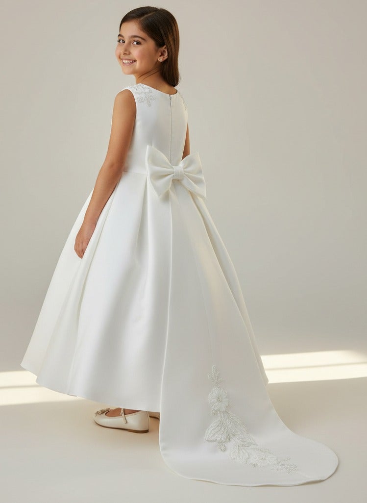 BHNS Elegant puffy evening dresses for children, perfect for parties and special occasions. These dresses are suitable for girls' weddings, celebrations, and holidays. Available in white, yellow, pink, and lemon hues. Beautiful Eid dresses for all occasions. Dresses for ages 2 to 15. Elegant and beautiful dresses for girls aged 2 to 15. Girls' sets with trains and puffy skirts. Suitable for evening parties, summer wear, short dresses, and long dresses. Brand name. - Image 3