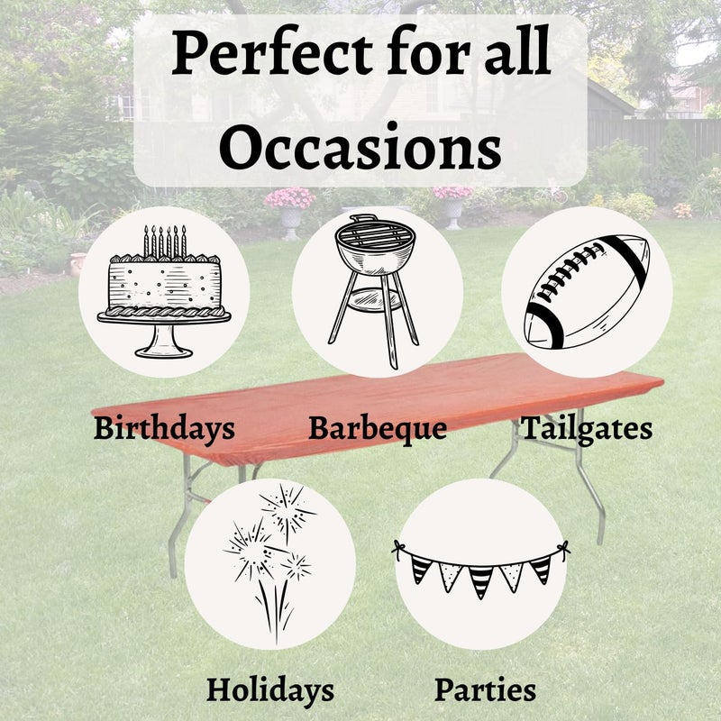 Kwik-Covers 6' Rectangle Plastic Table Covers 30" x 72", Bundle of 5 (Red) - Image 5