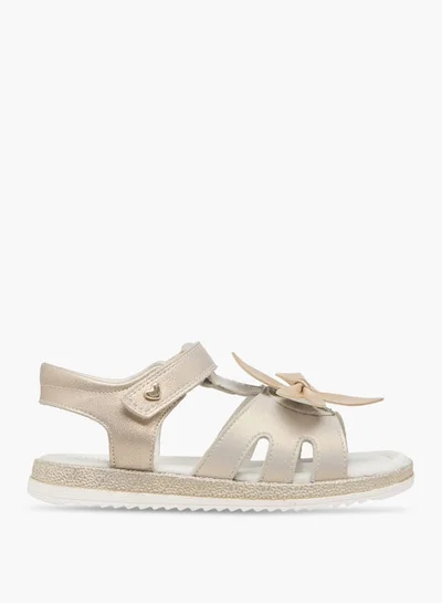 JUNIORS Girls Floral Accent Sandals with Hook and Loop Closure