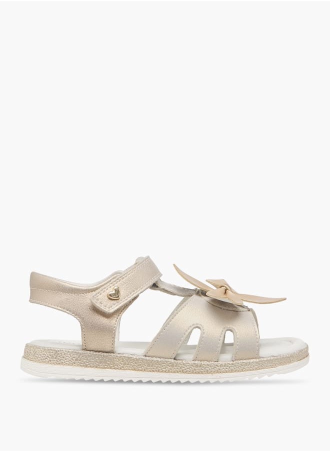 JUNIORS - Girls Floral Accent Sandals with Hook and Loop Closure - Image 1