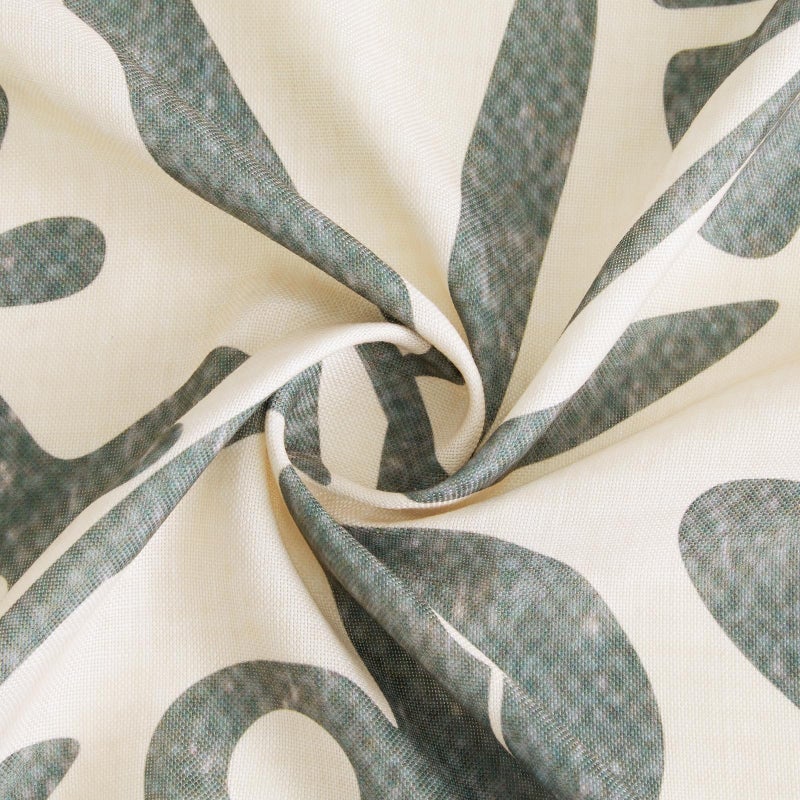 RoomTalks Vintage Floral Faux Linen Shower Curtain for Bathroom in Beige and Greenish - 210GSM Heavy Duty Modern Farmhouse Matisse Flowers Plants Botanical Shower Curtain Set Aesthetic Bathroom Decor - Image 4