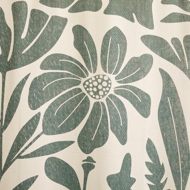 RoomTalks Vintage Floral Faux Linen Shower Curtain for Bathroom in Beige and Greenish - 210GSM Heavy Duty Modern Farmhouse Matisse Flowers Plants Botanical Shower Curtain Set Aesthetic Bathroom Decor - Image 5