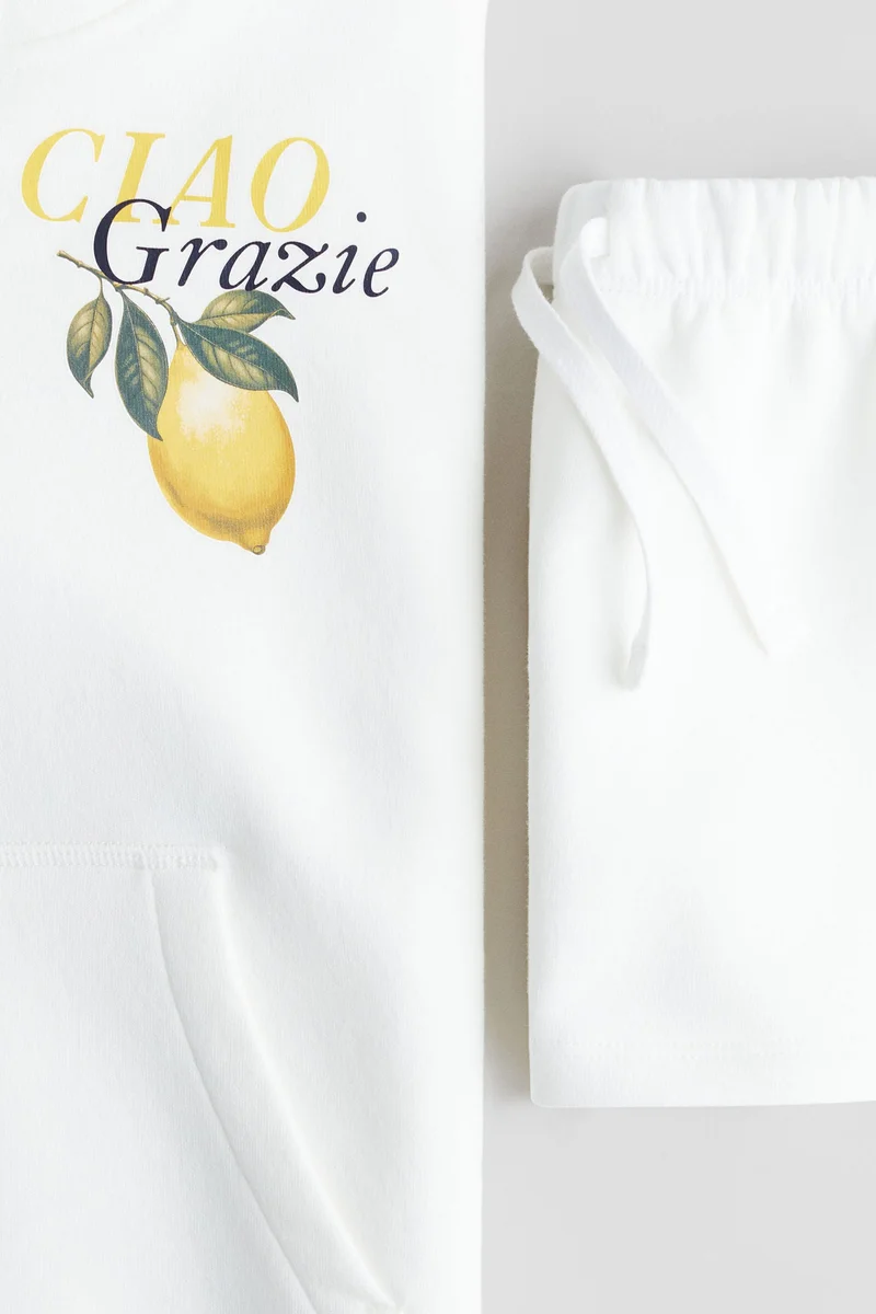 H&M 2-piece brushed-inside hoodie and shorts set