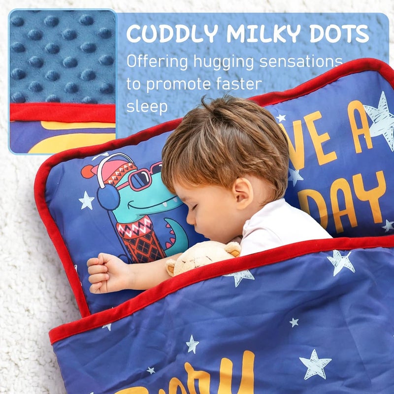 TANOSHII Toddler Nap Mat with Pillow and Blanket Portable Kids Sleeping Mats for Daycare Preschool 21 x 53 Lightweight and Soft Sleeping Bags for Kids - Image 2