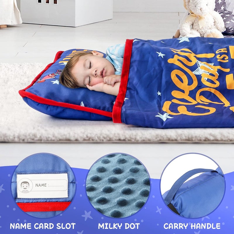 TANOSHII Toddler Nap Mat with Pillow and Blanket Portable Kids Sleeping Mats for Daycare Preschool 21 x 53 Lightweight and Soft Sleeping Bags for Kids - Image 3