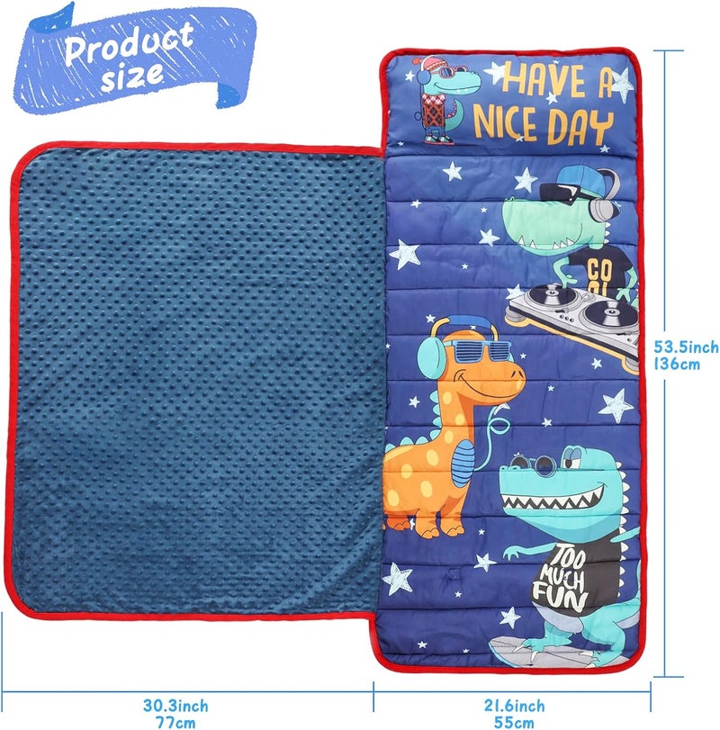 TANOSHII Toddler Nap Mat with Pillow and Blanket Portable Kids Sleeping Mats for Daycare Preschool 21 x 53 Lightweight and Soft Sleeping Bags for Kids - Image 4
