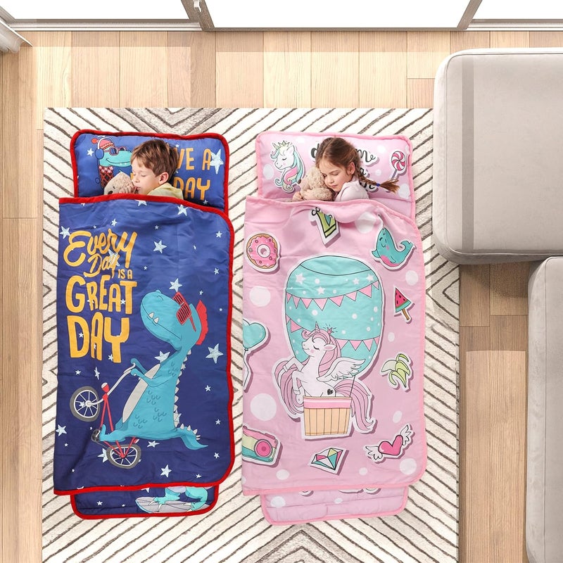 TANOSHII Toddler Nap Mat with Pillow and Blanket Portable Kids Sleeping Mats for Daycare Preschool 21 x 53 Lightweight and Soft Sleeping Bags for Kids - Image 5