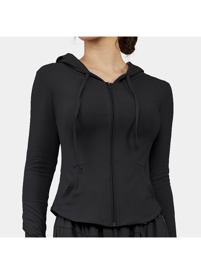 High Elastic Hoodie Yoga Jacket Women Spring Autumn Breathable Comfortable Thin Sport Coats Outdoor Running Cycling Fitness Top - Image 1