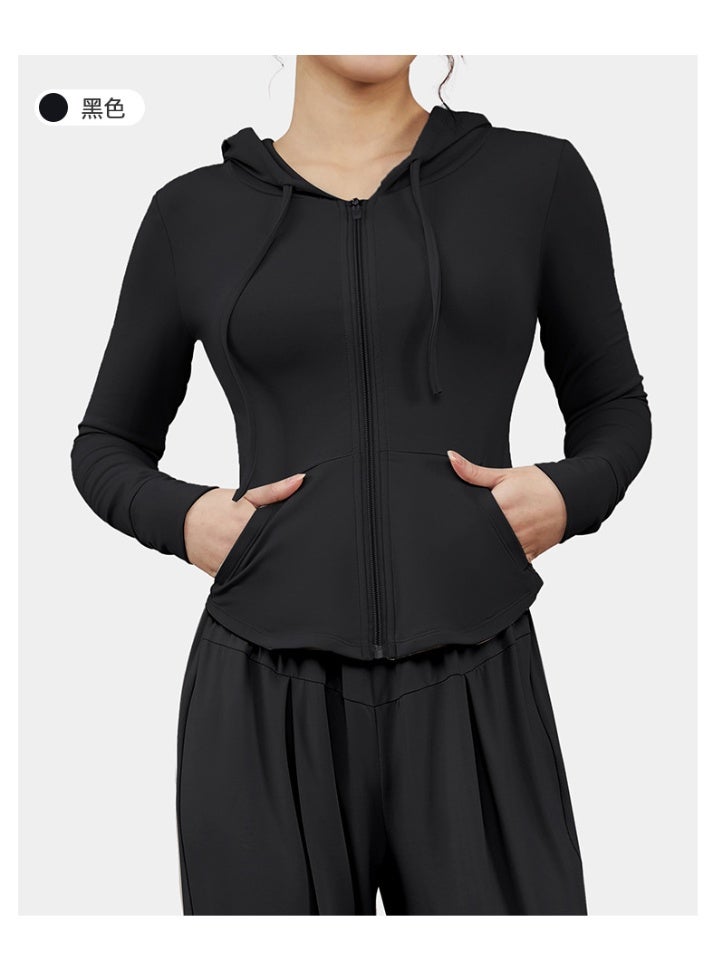High Elastic Hoodie Yoga Jacket Women Spring Autumn Breathable Comfortable Thin Sport Coats Outdoor Running Cycling Fitness Top - Image 2