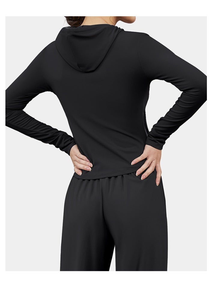 High Elastic Hoodie Yoga Jacket Women Spring Autumn Breathable Comfortable Thin Sport Coats Outdoor Running Cycling Fitness Top - Image 3