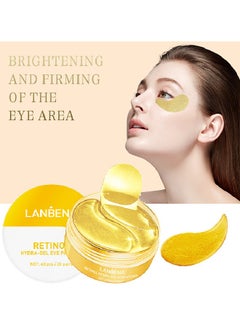 LANBENA Retinol Hydra-Gel Eye Patches, Gold Under Eye Mask Retinol And Collagen, Under Eye Mask For Face Care, Eye Masks For Dark Circles And Puffiness, Under Eye Masks For Beauty And Personal Care 30 Pairs  - Image 1