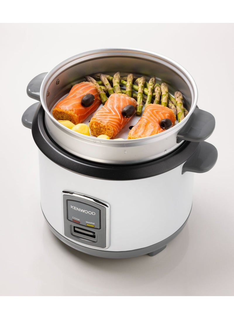 KENWOOD 2-in-1 Rice Cooker 0.6L 3-Cup with Steamer Basket, Non-Stick Pot, Glass Lid, Cook & Warm Indicator Lights, Detachable Power Cord, RCM06.000WH, White 0.6 L 350 W RCM06.000WH white - Image 3