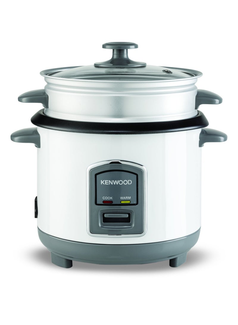KENWOOD 2-in-1 Rice Cooker 0.6L 3-Cup with Steamer Basket, Non-Stick Pot, Glass Lid, Cook & Warm Indicator Lights, Detachable Power Cord, RCM06.000WH, White 0.6 L 350 W RCM06.000WH white - Image 1