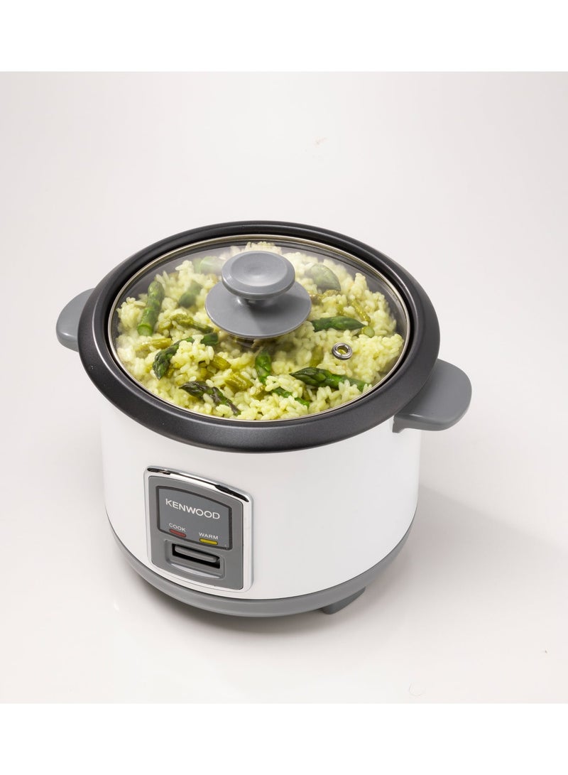 KENWOOD 2-in-1 Rice Cooker 0.6L 3-Cup with Steamer Basket, Non-Stick Pot, Glass Lid, Cook & Warm Indicator Lights, Detachable Power Cord, RCM06.000WH, White 0.6 L 350 W RCM06.000WH white - Image 2