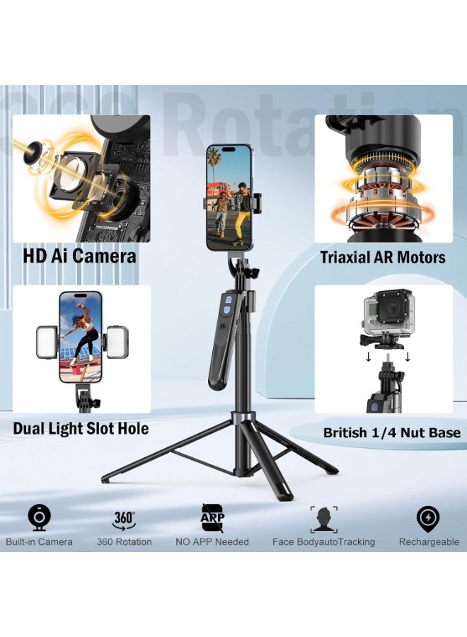 حامل ثلاثي مع تتبع تلقائي للوجه - دوران 360° مع ريموت وتحكم بالإيماءات لتصوير الفلوغ، تيك توك والبث المباشر - Image 2