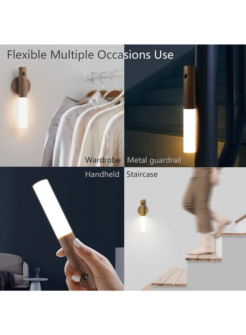 Hihonor Night Light Motion Sensor Light Indoor Led Magnetic Portable Lamp No Plug USB Charge Wall Lamp for Hallway Bedroom Wardrobe Table Stairwell Cabinet Kitchen etc,Walnut - Image 5