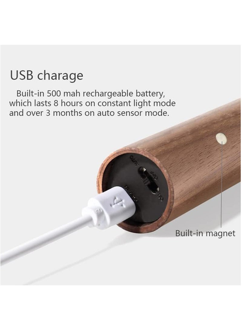 Hihonor Night Light Motion Sensor Light Indoor Led Magnetic Portable Lamp No Plug USB Charge Wall Lamp for Hallway Bedroom Wardrobe Table Stairwell Cabinet Kitchen etc,Walnut - Image 3