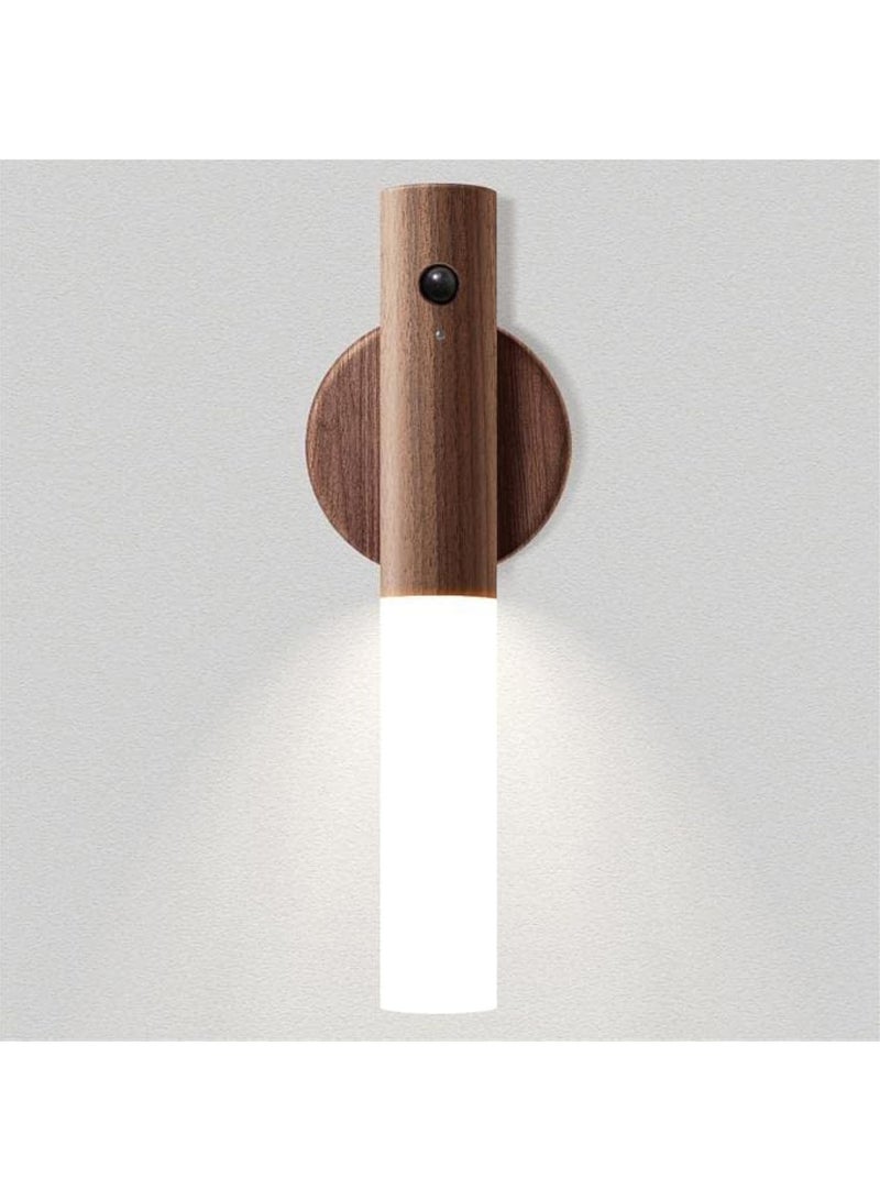 Hihonor Night Light Motion Sensor Light Indoor Led Magnetic Portable Lamp No Plug USB Charge Wall Lamp for Hallway Bedroom Wardrobe Table Stairwell Cabinet Kitchen etc,Walnut - Image 1