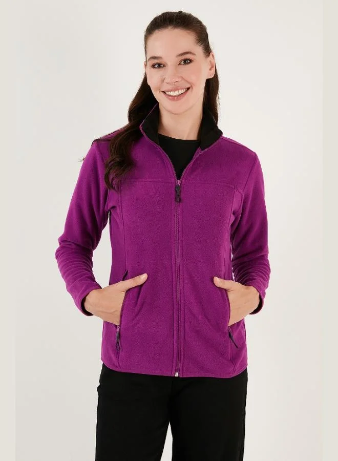 ليلا كارديجان نسائي بياقة مدورة وسحاب وجيوب مضادة للوبر قطعتين