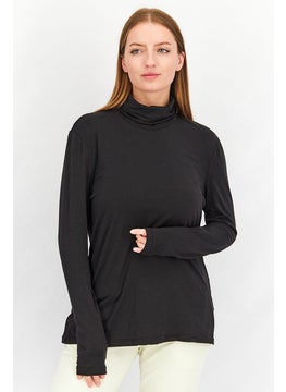 Tchibo Women Turtle Neck Long Sleeve Solid Top, Black  - Image 1