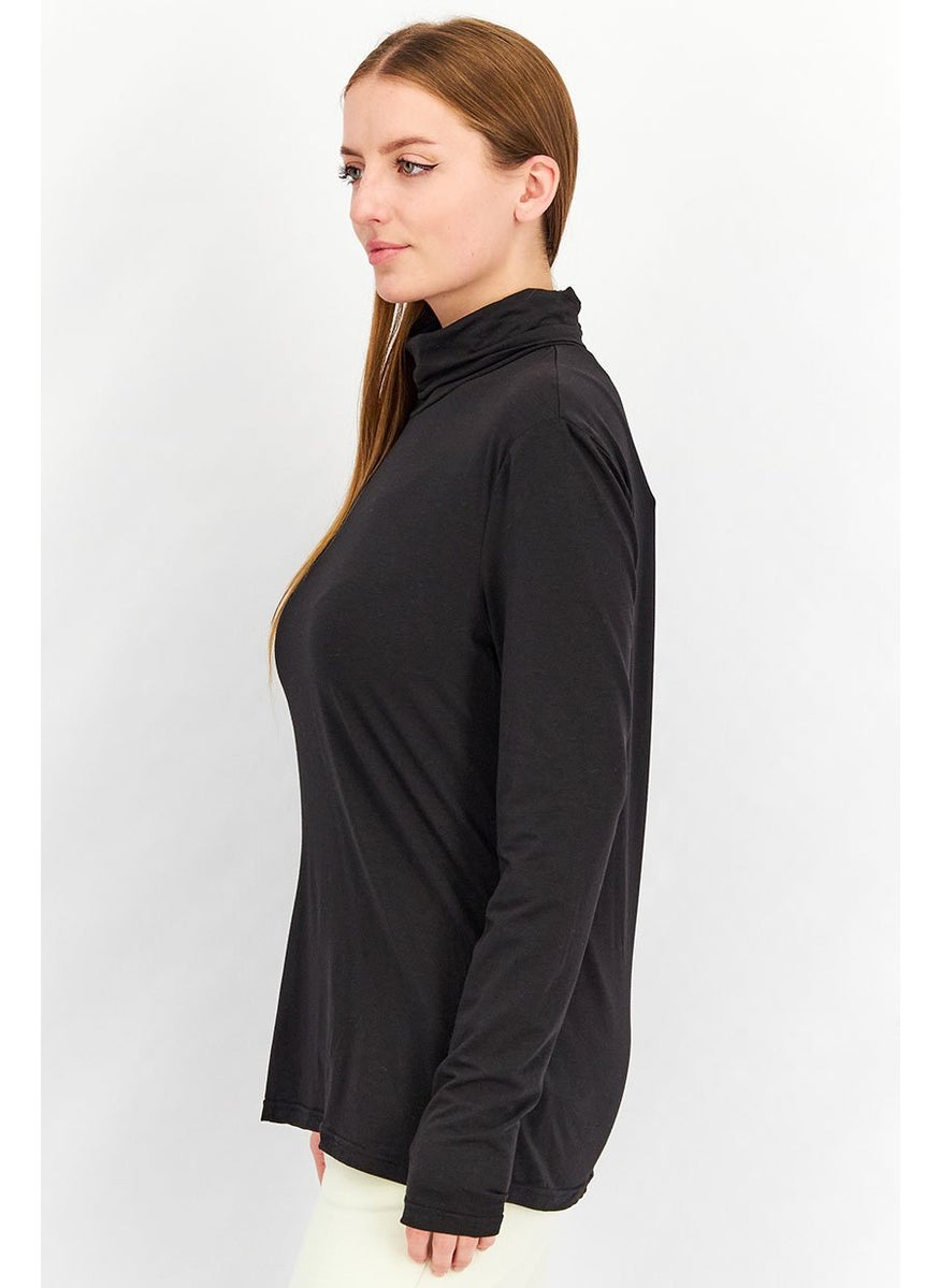 Tchibo Women Turtle Neck Long Sleeve Solid Top, Black  - Image 2