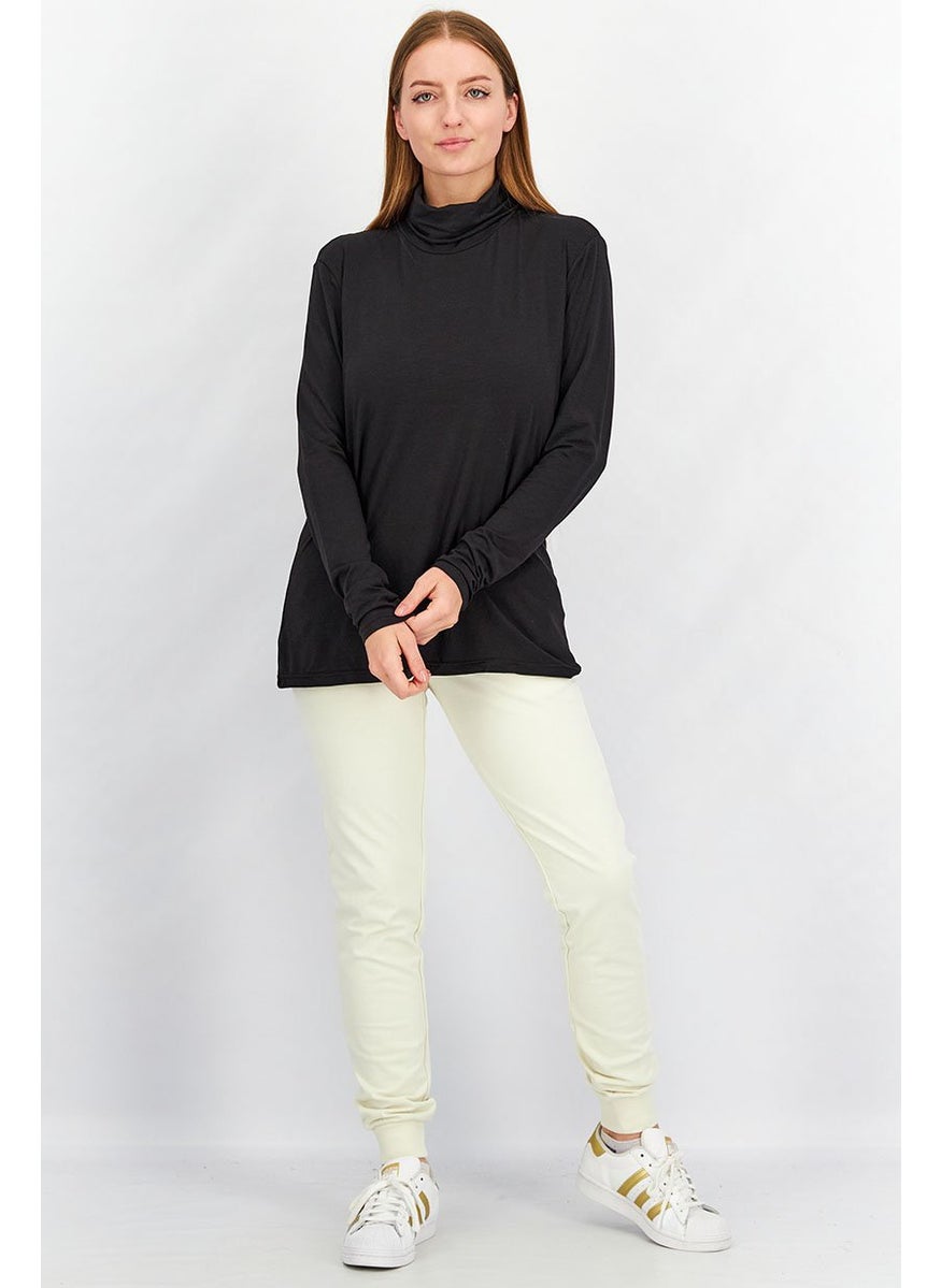 Tchibo Women Turtle Neck Long Sleeve Solid Top, Black  - Image 4