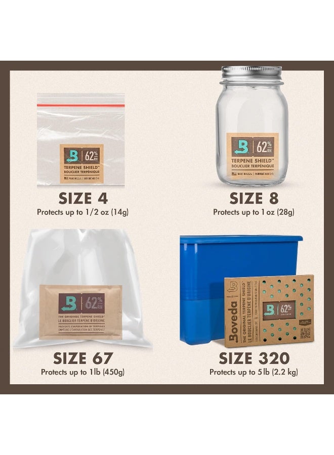Boveda حزم بوفيدا 62% للتحكم في الرطوبة - حزم التحكم في الرطوبة ثنائية الاتجاه - حجم 67-4 حزمة قابلة لإعادة الإغلاق - Image 5