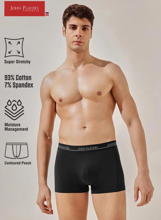 John Players Pack of 2 - Multi-Color Cotton Trunks with Printed Logo Waistband