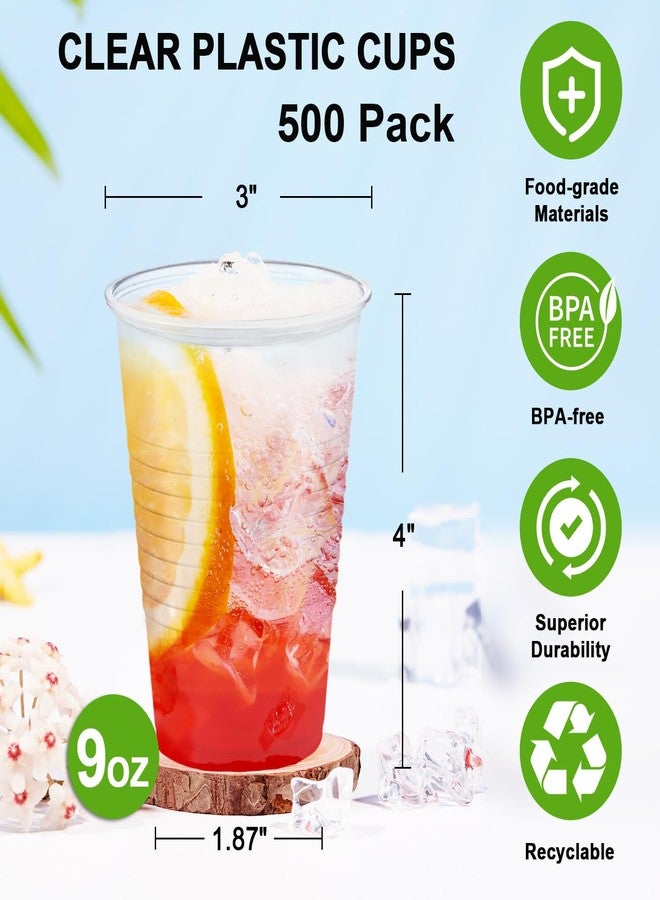 Clawsoff 500 Pack 9 oz Plastic Cups, Disposable Drinking Cups, Water Cups Plastic Clear Cups for Party, Wedding, Graduation, Travel, Holiday, Events, Birthday,Cold,Hot - Image 2