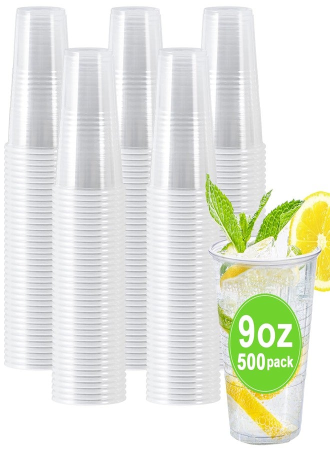 Clawsoff 500 Pack 9 oz Plastic Cups, Disposable Drinking Cups, Water Cups Plastic Clear Cups for Party, Wedding, Graduation, Travel, Holiday, Events, Birthday,Cold,Hot - Image 1