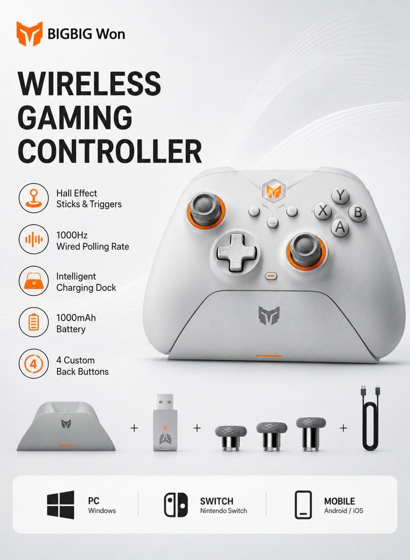 BIGBIG WON Wireless Controllers, BIGBIG WON Gale Hall PC Controllers Motion Control, Hall Joysticks&Triggers, 3 Pairs of Thumbsticks, PC App Game Controllers for Switch/PC/iOS/Android Wireless Gaming Controller - Image 1