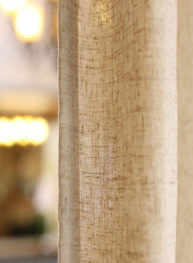 vctops Cotton Linen Tie Up Curtain Country Style Tab Top Light Filtering Adjustable Balloon Curtain Shades for Kitchen Windows Cafe Curtains, 51x75 Inches, Beige - Image 5