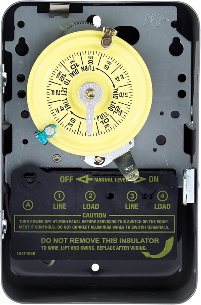 Intermatic T103 24-Hour Mechanical Timer Switch - 120V DPST, Indoor Metal Enclosure, Heavy-Duty Programmable Time Switch - 40A Load Control for Pumps, Lighting, HVAC, and Fans - Image 5
